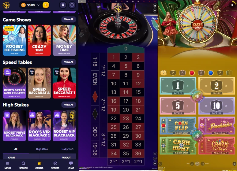 Roobet Live Casino Experience